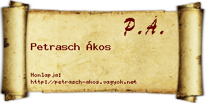 Petrasch Ákos névjegykártya